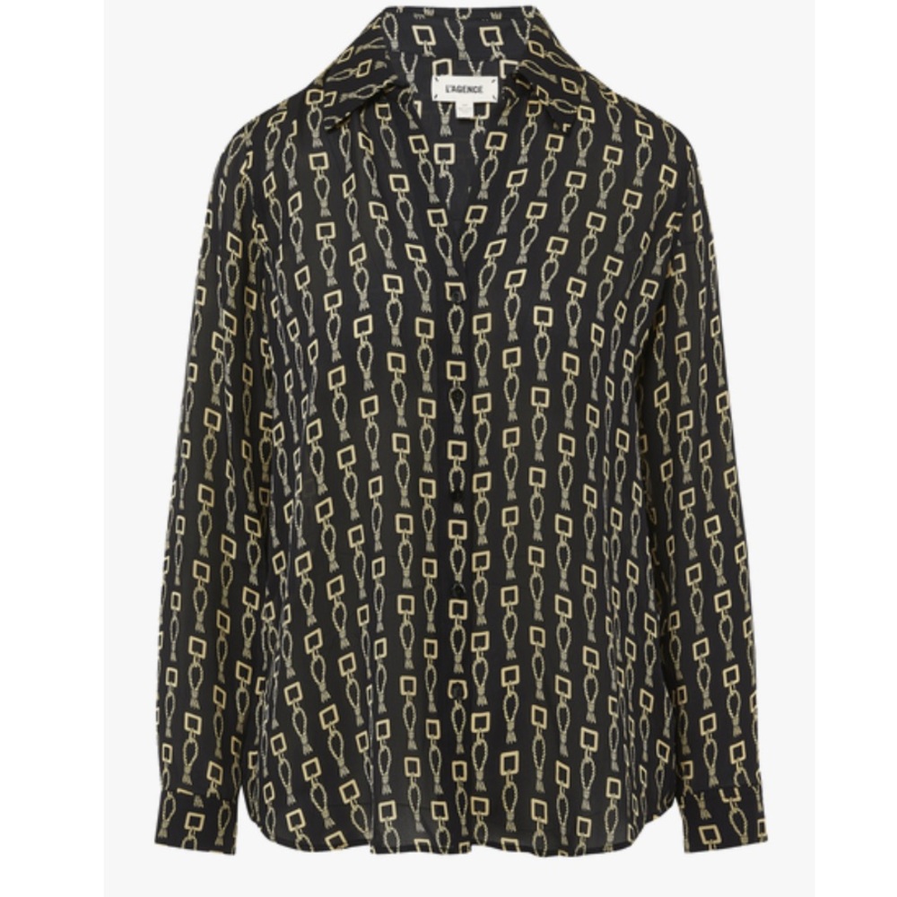 L'Agence 100% Silk Nina Keyring Blouse - Picture 7 of 14